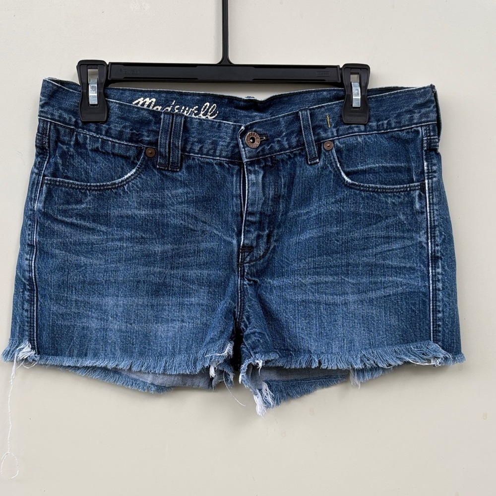 Madewell Indigo Frayed Hem Denim Shorts